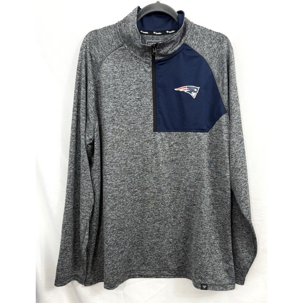 Fanatics New England Patriots Quarter Zip Pullover Mens XL Gray Long Sleeve